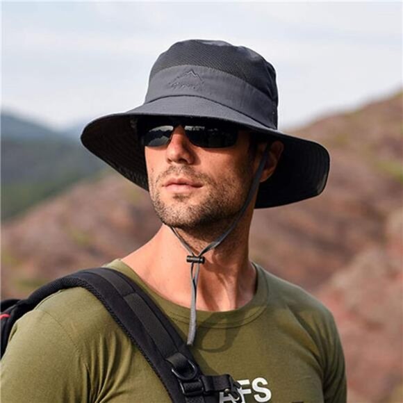 Fishing Hat for Men & Women, Outdoor UV Sun Protection Wide Brim Hat with Face - Picture 2 of 14